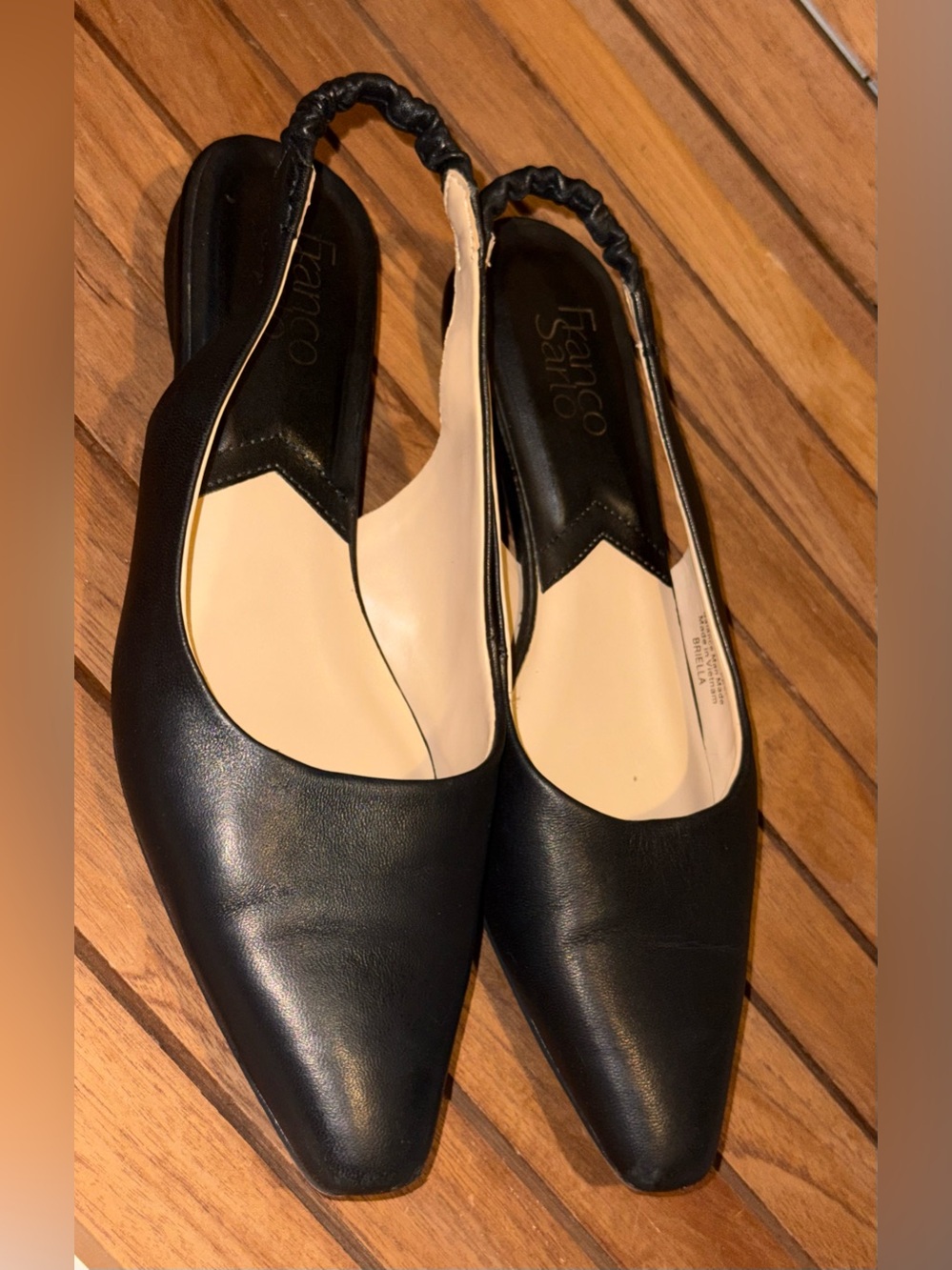 Franco Sarto Black Leather Slingback Flats